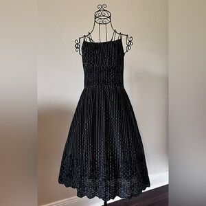 Ann Taylor Black Polka Dot Slip Dress with eyelet detail size 6